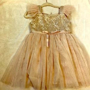 EUC 18 Month Popatu Gold and Ivory Toddler Dress